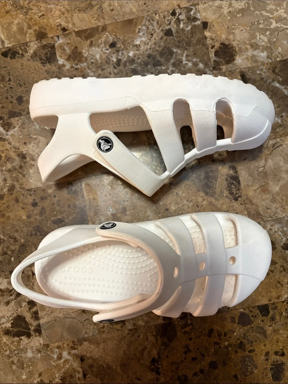 CROCS Kids' White Fisherman-Style Sandals